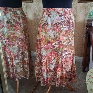COLDWATER CREEK FLORAL MIDI SKIRT FLARE S